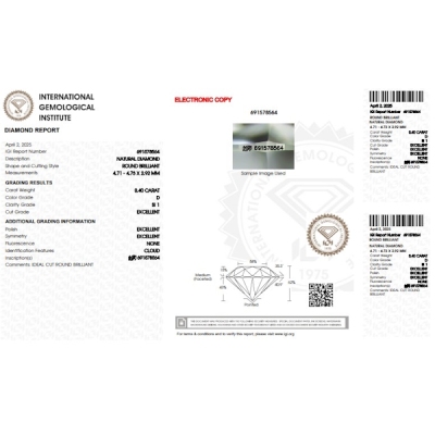 Diamante Certificato IGI   CT 0,40   D   SI1