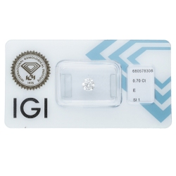 Diamante Certificato IGI   CT 0,70   E   SI 1