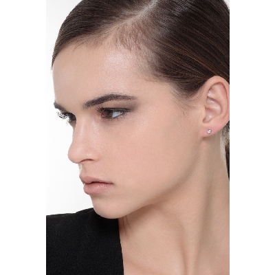 Orecchini in oro bianco 18k a 3 punte con diamanti, ct. 0,12