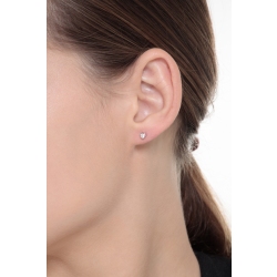 Orecchini in oro bianco 18k a 3 punte con diamanti, ct. 0,12 2