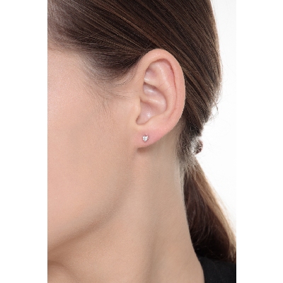 Orecchini in oro bianco 18k a 3 punte con diamanti, ct. 0,12