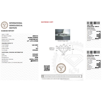 Diamante Certificato IGI   CT 0,42   E   VS 2