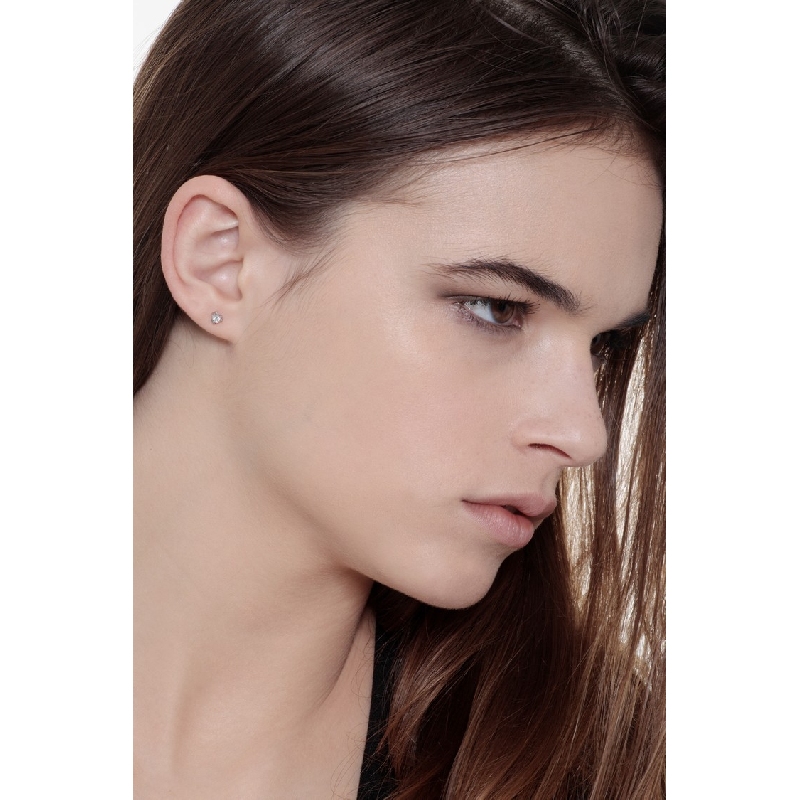 Orecchini punto luce in oro bianco 18k a 3 punte con diamanti