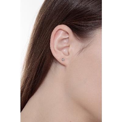 Orecchini punto luce in oro bianco 18k a 3 punte con diamanti