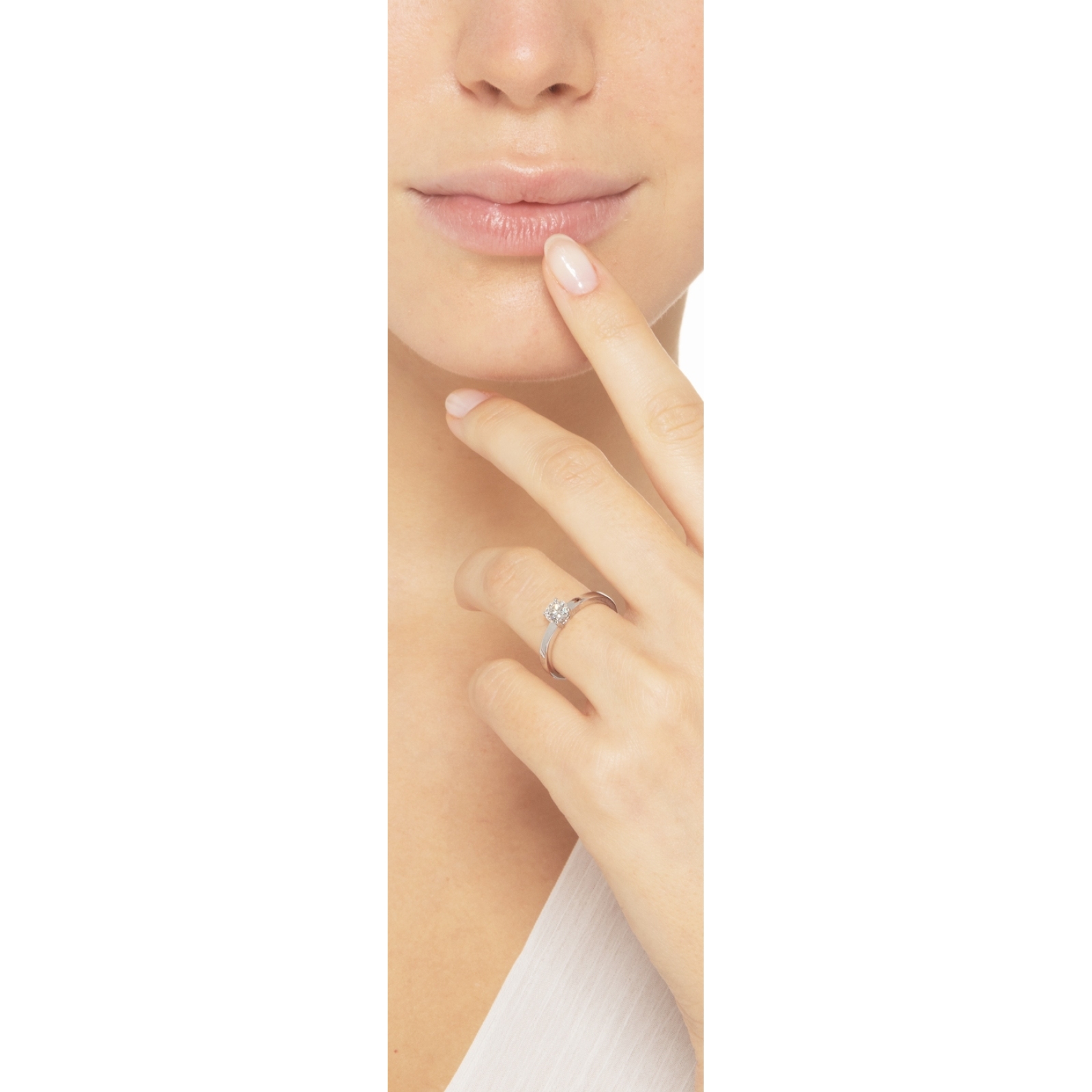 Solitario lineare a 4 griffe in oro bianco 18k con Diamante ct. 0,25 | GV