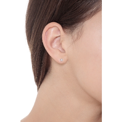 Orecchini punto luce in oro bianco 18k con diamanti, ct. 0,12