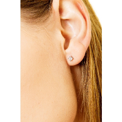 Orecchini punto luce in oro bianco 18k con diamanti, ct. 0,20