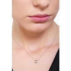 Collana con pendente a luna in oro bianco 18k con diamante 2