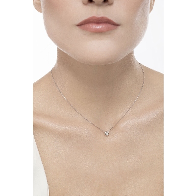 Collana punto luce in oro Bianco 18k con diamante, ct. 0.10