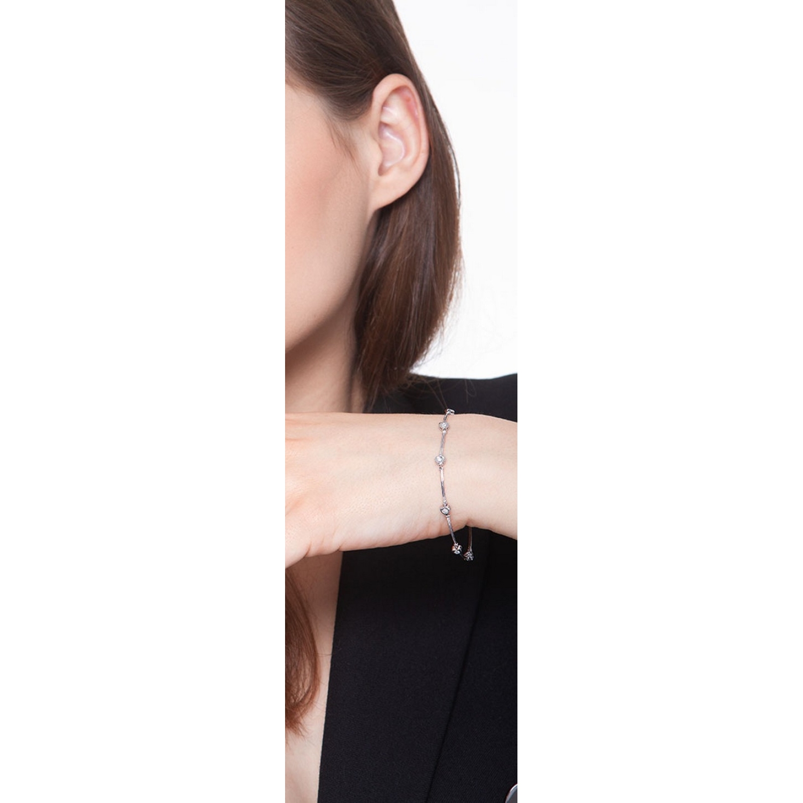 Bracciale Regolabile Donna Con Brillantini – Lega Di Alta Qualità, 15 Cm + Catena 3 Cm – Idea Regalo Per Fidanzata, Moglie, Amica - 4
