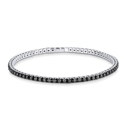 Bracciale elastico tennis con diamanti neri in oro bianco 18k