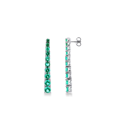 ORECCHINI TENNIS GRIFFE A FILO SCALARE CON SMERALDI, MM34 CIRCA