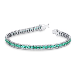 BRACCIALE TIPO TENNIS A 3 FILE CON BRILLANTI E SMERALDI. LARGH.5.00MM 