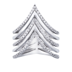 Anello a cinque file in Oro bianco 18k con diamanti 2