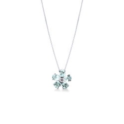 Collana con acquemarine a fiore e diamanti oro bianco 18k
