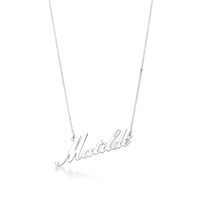 Collana personalizzabile oro bianco 18k in corsivo, MATILDE