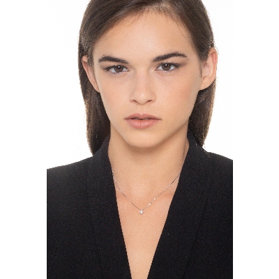 Collana punto luce in oro bianco 18k con diamante di 0.20 carati