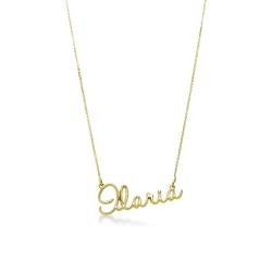Collana personalizzabile in oro giallo 18k corsivo stilizzato, ILARIA