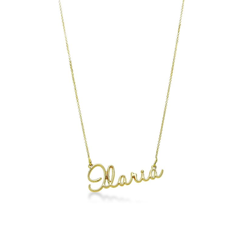 Collana personalizzabile in oro giallo 18k corsivo stilizzato, ILARIA