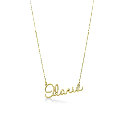 Collana personalizzabile in oro giallo 18k corsivo stilizzato, ILARIA