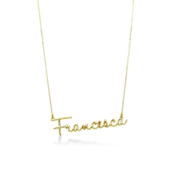 Collana personalizzabile oro giallo 18k in corsivo stilizzato, FRANCESCA