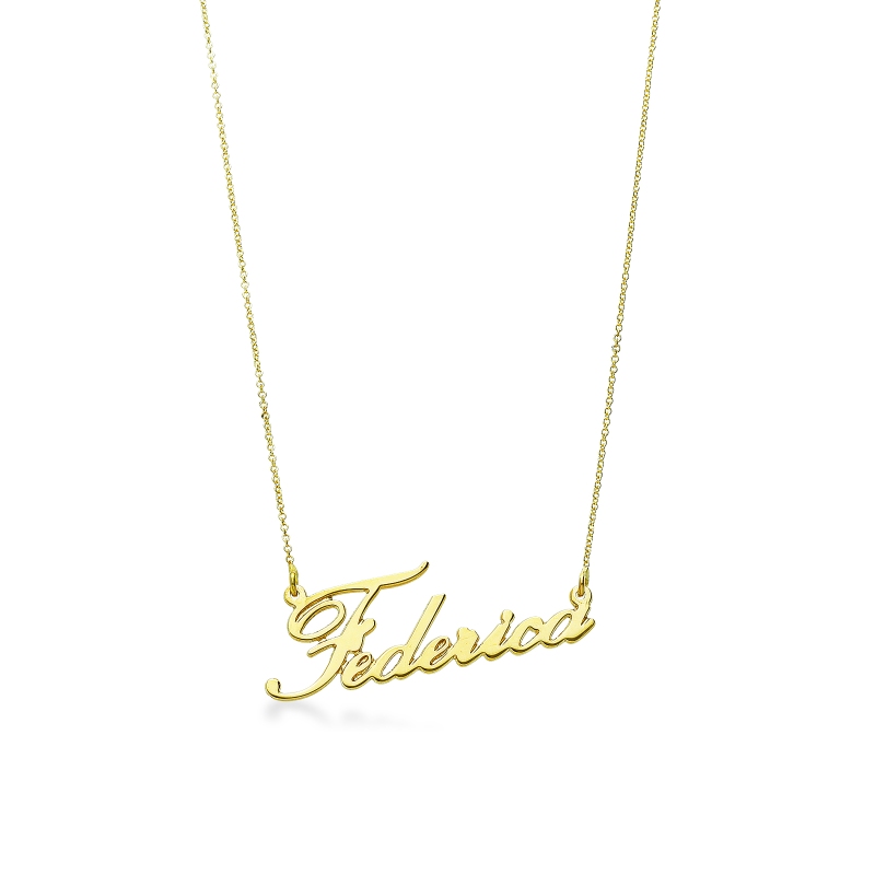 Collana personalizzabile oro giallo 18k in corsivo, FEDERICA