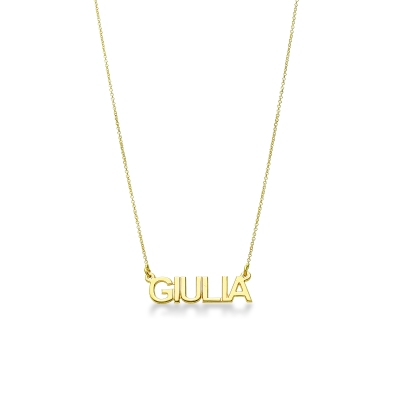 Collana personalizzabile oro giallo 18k in stampatello, GIULIA