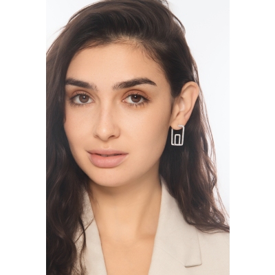 Orecchini geometrici in oro 750 con diamanti