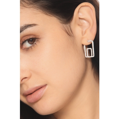 Orecchini geometrici in oro 750 con diamanti