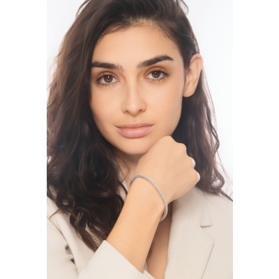 Tennis griffe elastico con diamanti in oro bianco 750