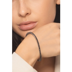 Bracciale tennis elastico in oro bianco 18k con diamanti neri 2
