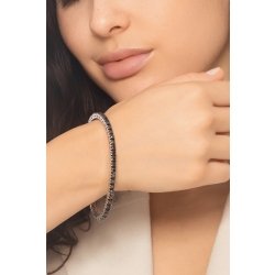 Bracciale tennis elastico con diamanti neri in oro bianco 18k 2