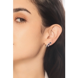 Orecchini a rametti in oro bianco 18k con diamanti e zaffiri blu 2