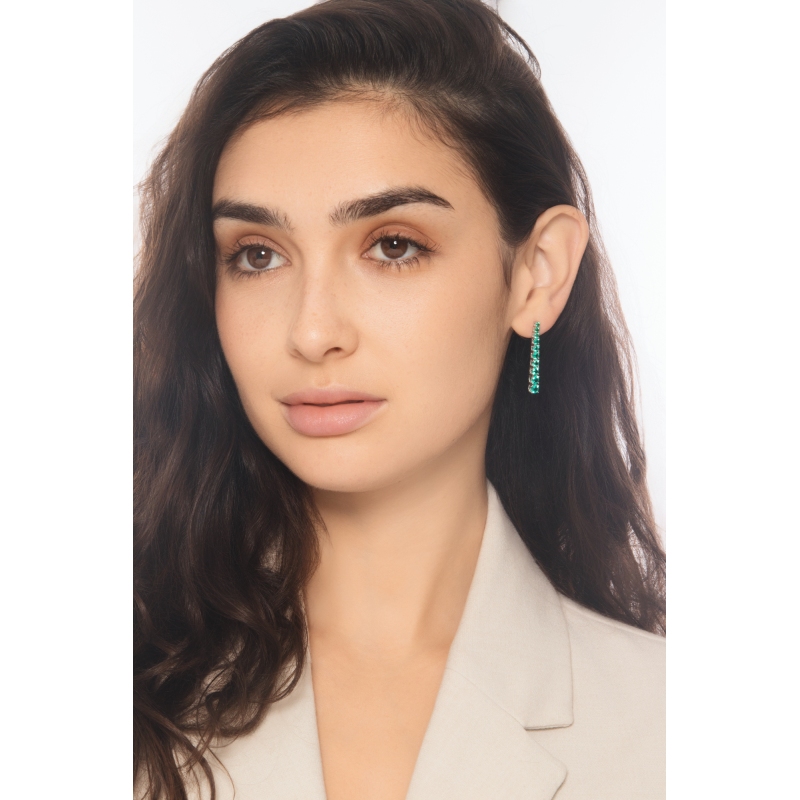 ORECCHINI TENNIS GRIFFE A FILO SCALARE CON SMERALDI, MM34 CIRCA