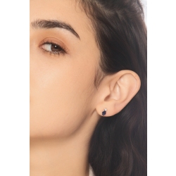 Orecchini a lobo in oro bianco 18k con zaffiri blu e diamanti  2