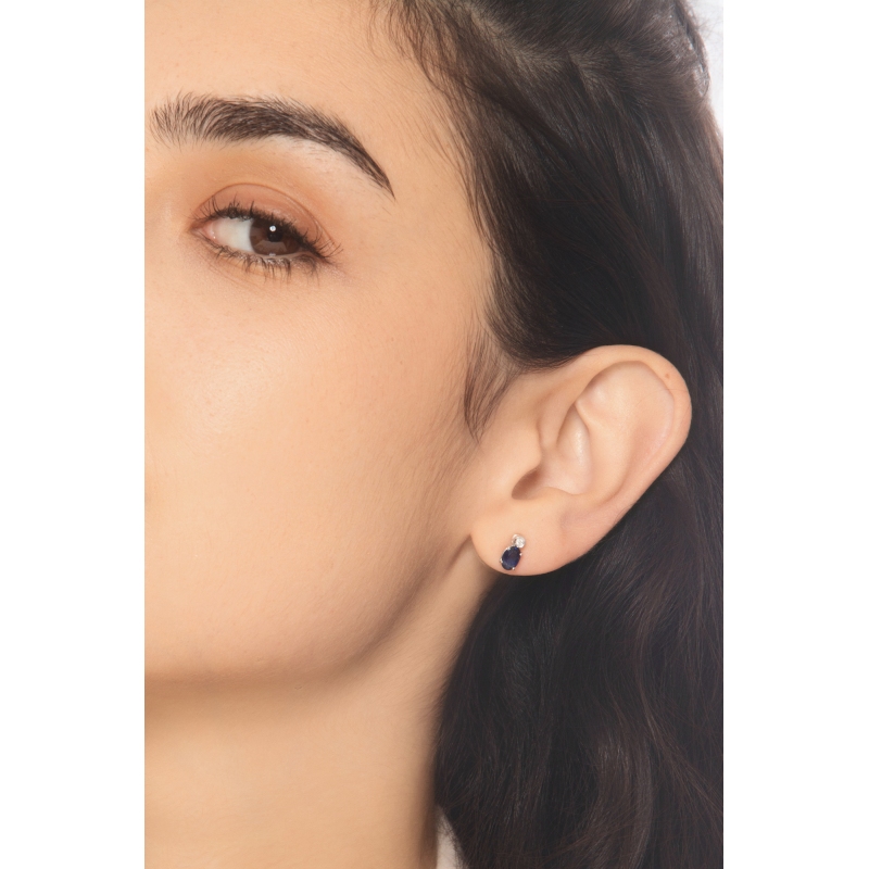 Orecchini A Lobo Blu Philip Jones Con Cristalli Zirconia – Eleganti E Alla Moda, Regalo In Sacchetto Lussuoso