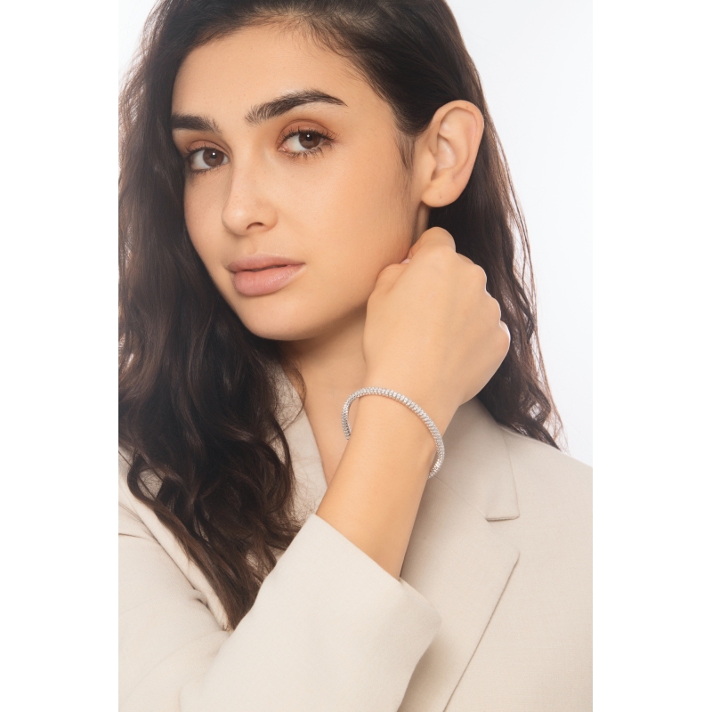 Bracciale elastico in oro bianco 750 con diamanti