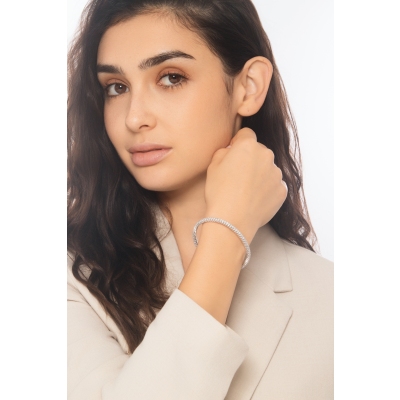 Bracciale elastico in oro bianco 750 con diamanti