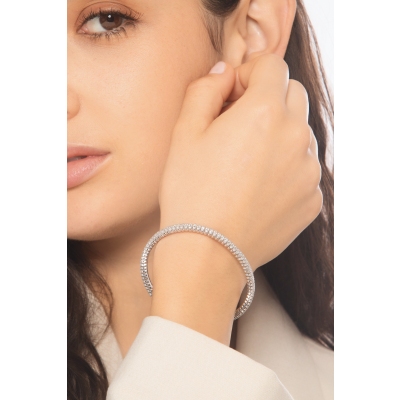 Bracciale elastico in oro bianco 750 con diamanti