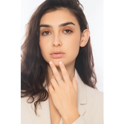 Anello trilogy in oro bianco 750 con 3 diamanti