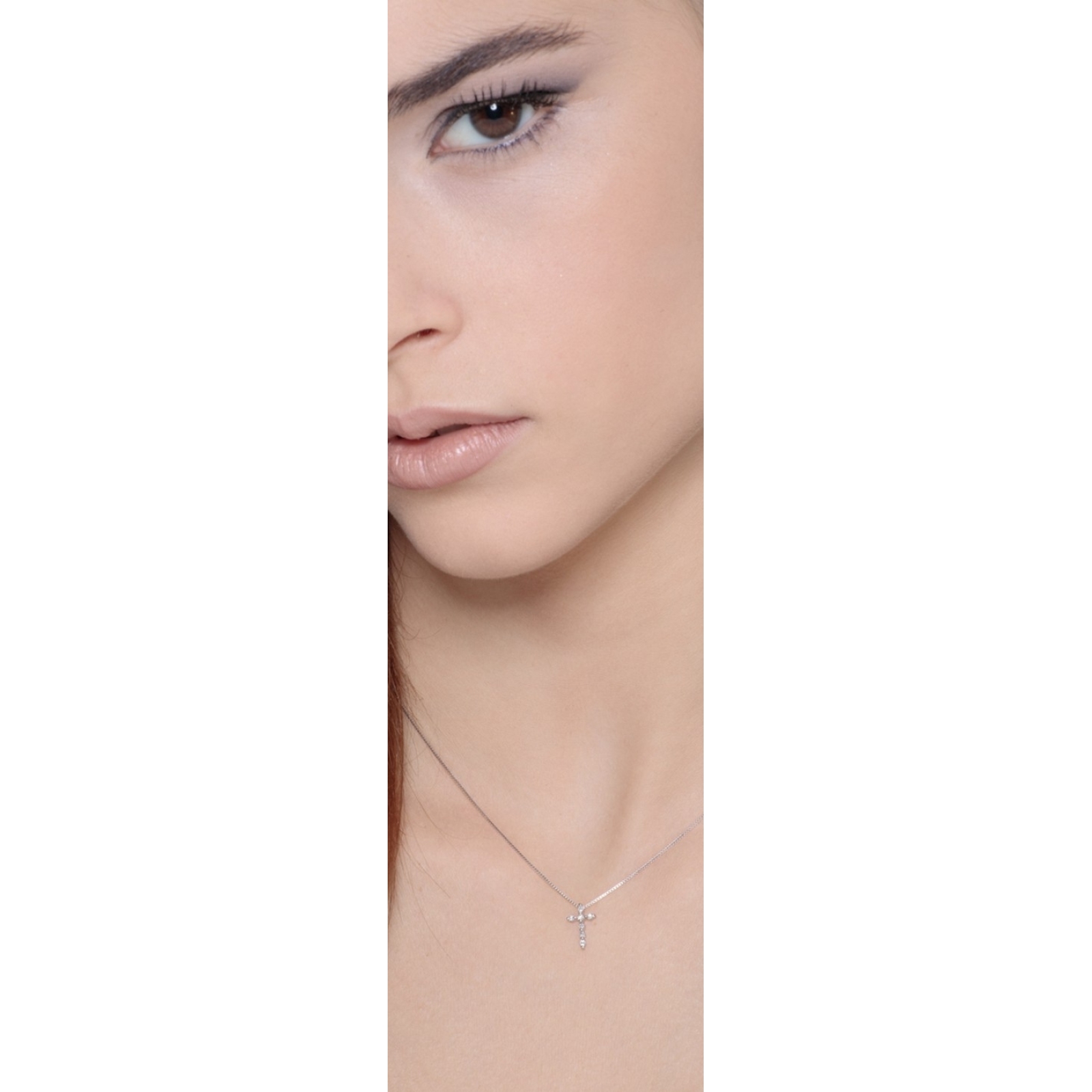 Collana e pendente croce stilizzata in Oro Bianco 0,22 ct e Diamanti 1 – GIOIELLERIA CORVINO
