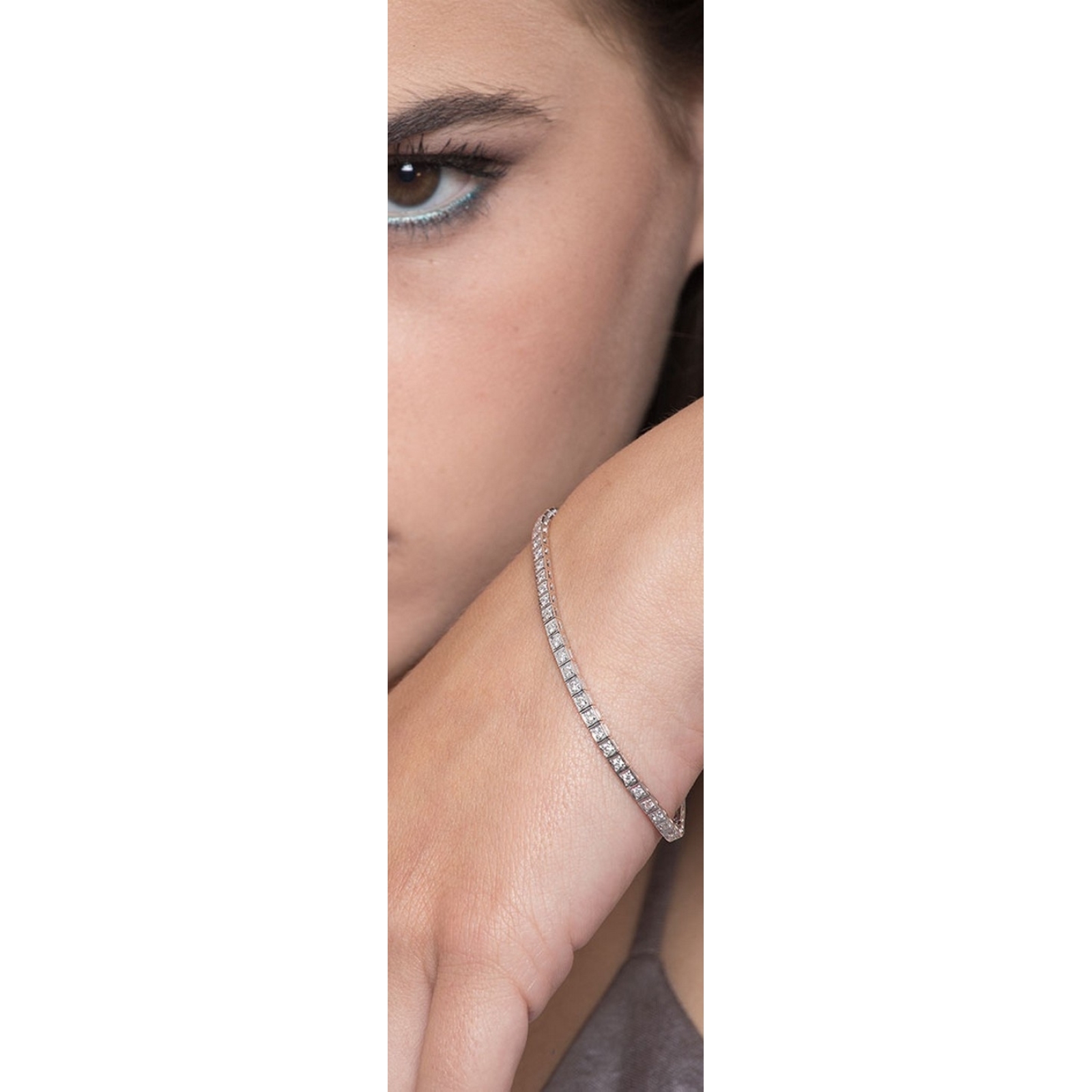 Bracciale Tennis Donna Con Zirconi Cubici – Placcato Oro Bianco, 17 O 19 Cm