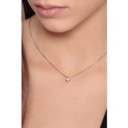 Collana punto luce in oro bianco 18k con diamante, ct 0,40 2