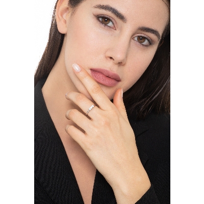 Anello Trilogy intreccio in Oro bianco 18k con Diamanti ct. 0,30