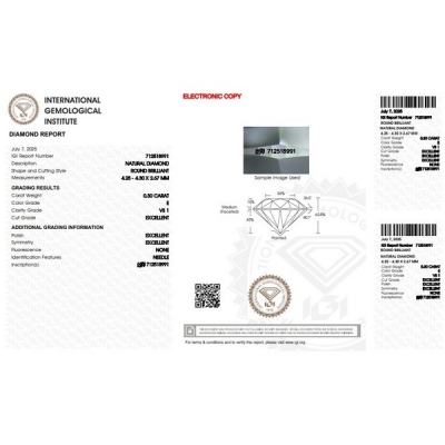 Diamante Certificato IGI   CT 0,30   E   VS 1