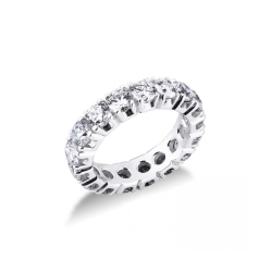 Anello Eternity a griffe diamantate in Oro bianco 18k con Diamanti