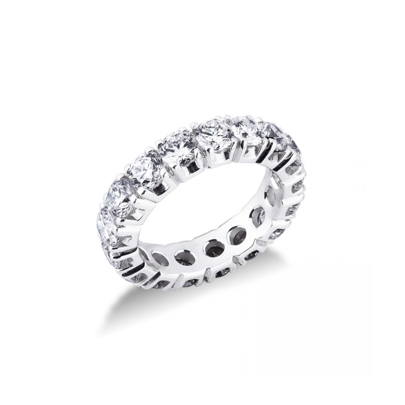 Anello Eternity a griffe diamantate in Oro bianco 18k con Diamanti