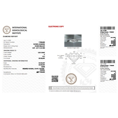 Diamante Certificato IGI   CT 0,30   D   VS 2