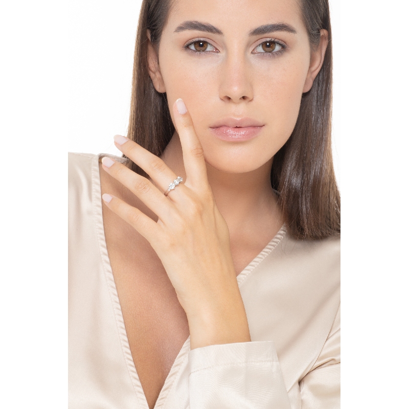 Anello Trilogy classico in Oro bianco 18k con Diamanti ct. 1,20