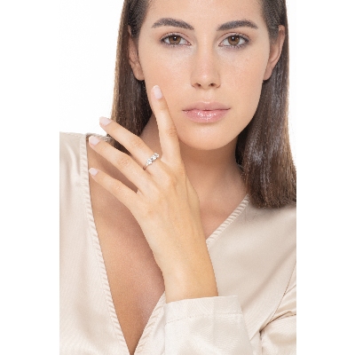 Anello Trilogy classico in Oro bianco 18k con Diamanti ct. 1,20